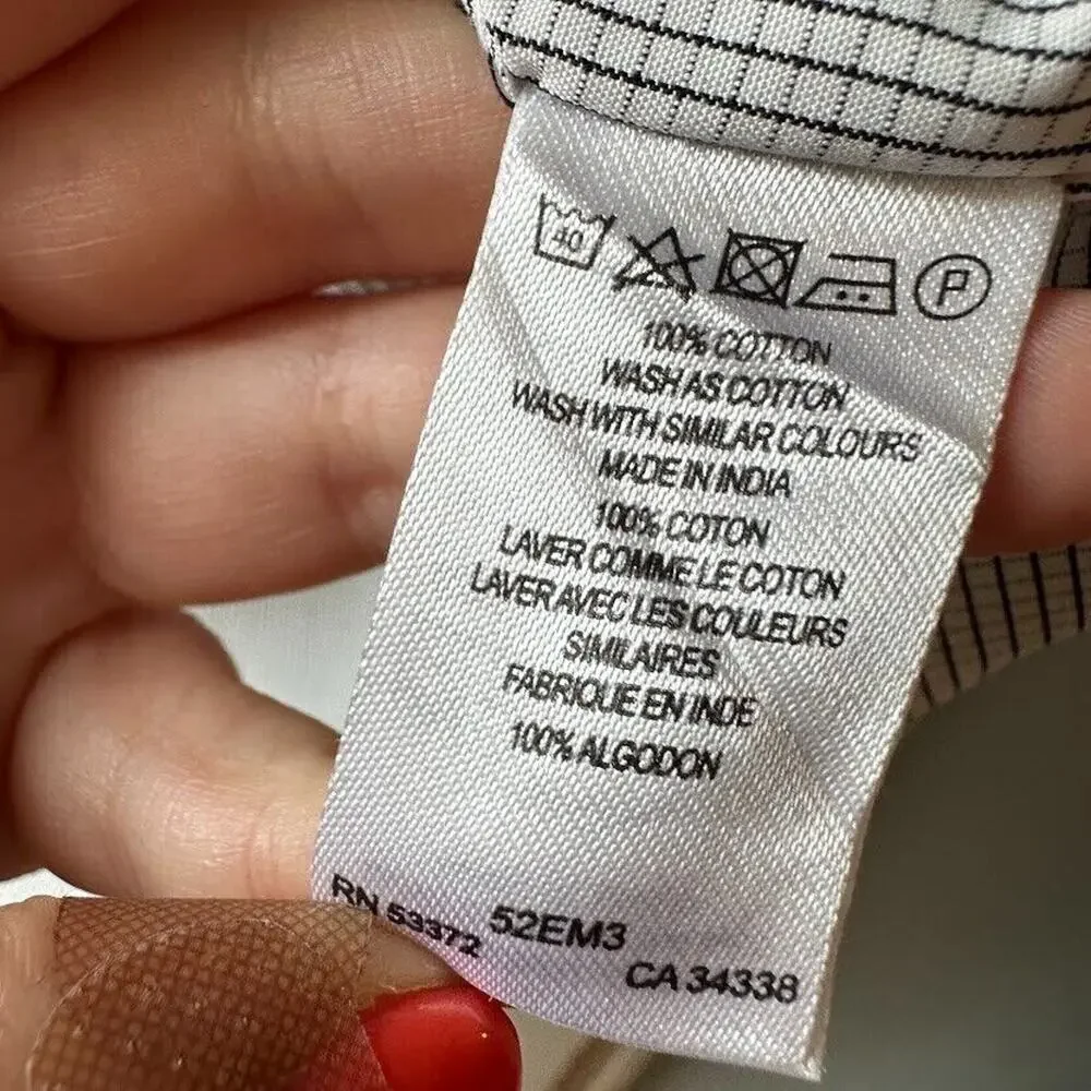 French Connection Button Up Shirt Mens XL White Short Sleeve Cotton Pockets - Picture 6 of 7